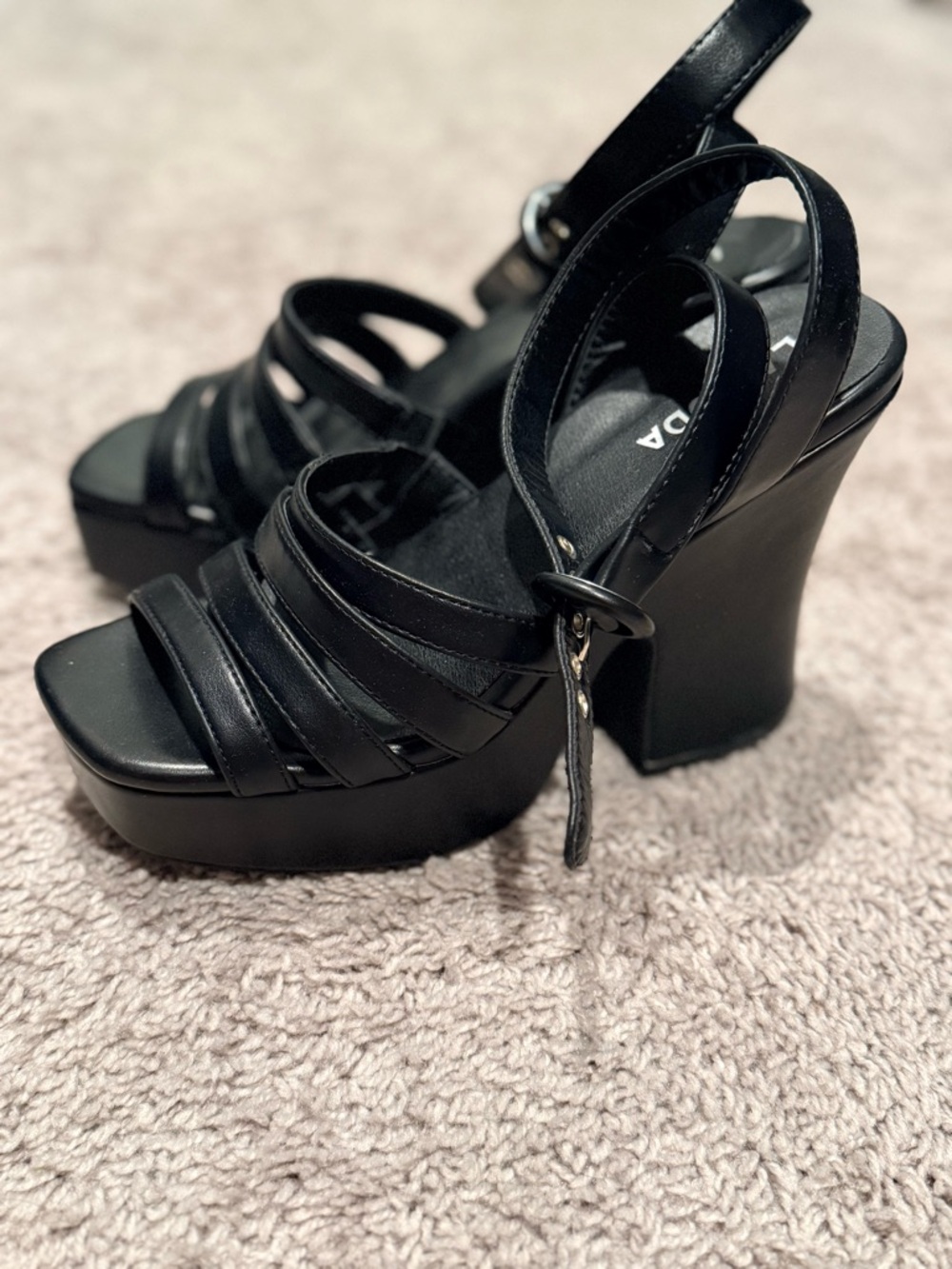 Black Strappy Platform Sandals by La Moda- (sz 8)